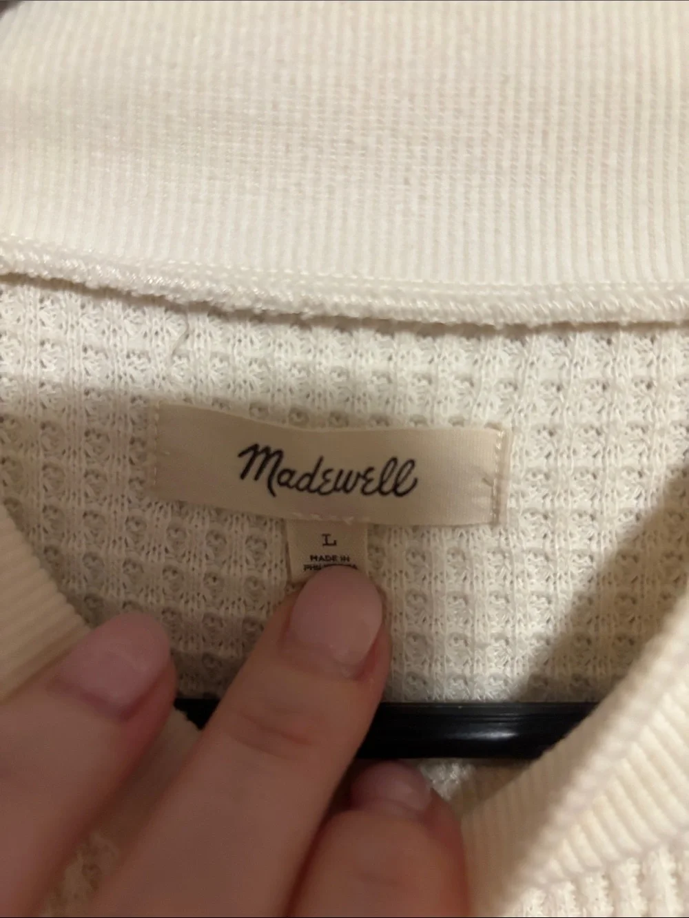 Madewell Cream Waffle-Knit Crewneck Top - Picture 2 of 2